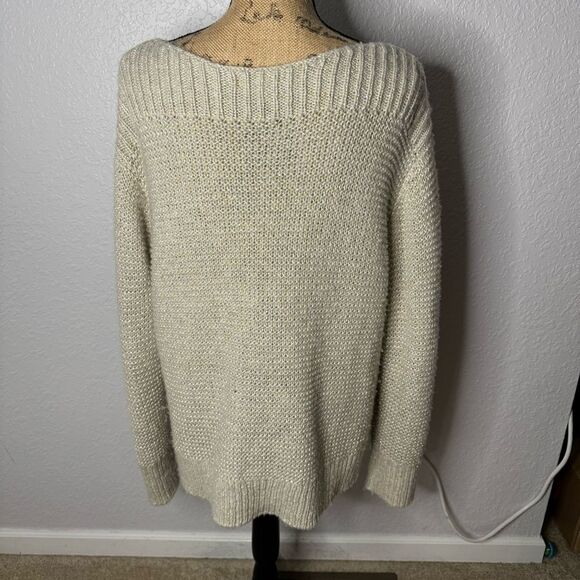 Tommy Bahama Boat Neck Wool Sweater Knit Women Size L Gold Metallic Relaxed Fit - Picture 9 of 9